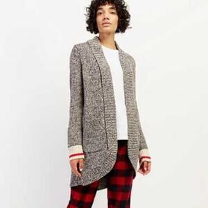 Roots Cabin Cardigan Open Front Pocket Sweater Canada Salt & Pepper Size XL